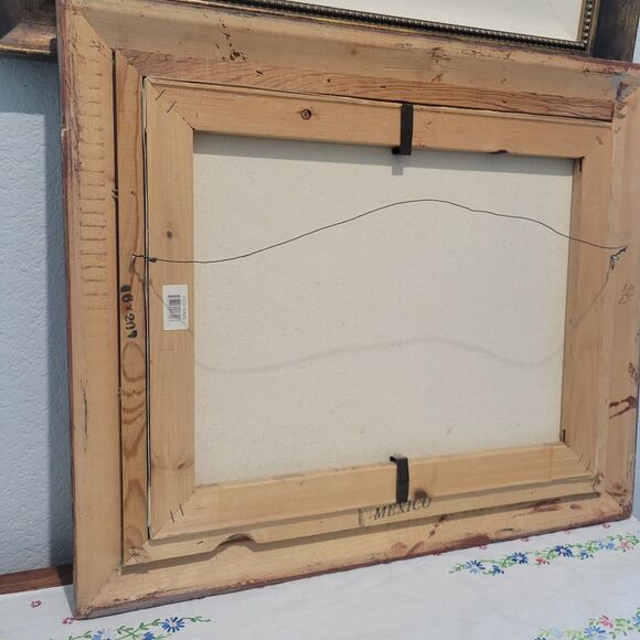 Vtg Oil Painting 25"x21" Canvas Snow Cabin stream Trees Water Sgn BD Pollard '93 - Picture 12 of 16